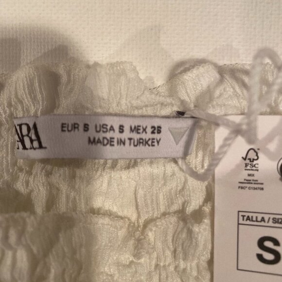 NWT Women's Zara White Short Sleeve Shirt Size Small - Picture 4 of 6